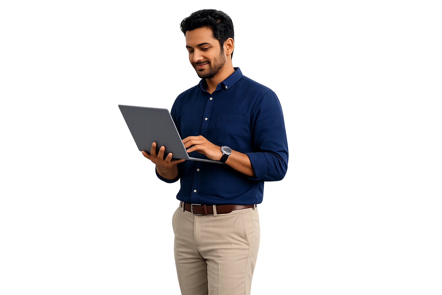 TrustBolt business owner using a laptop